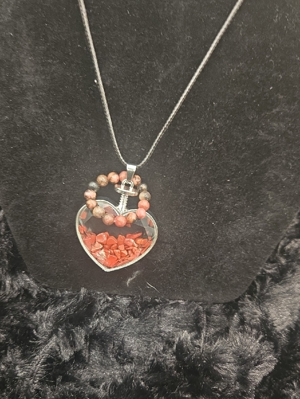 Rhodanite Ring And Red Jasper Necklace